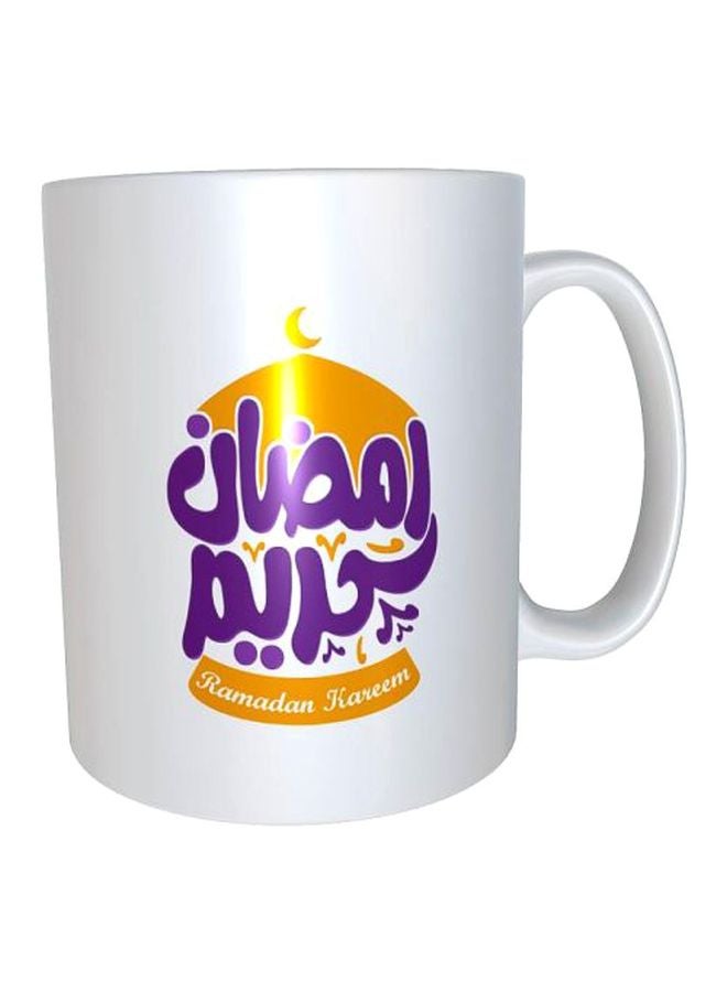 بريكسيما - مج سيراميك مطبوع عليه كلمة Ramadan أبيض/أرجواني/أصفر - Image 1