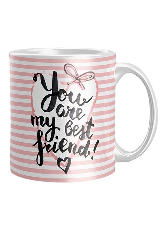 Printed Ceramic Coffee Mug White/Pink/Black One Size