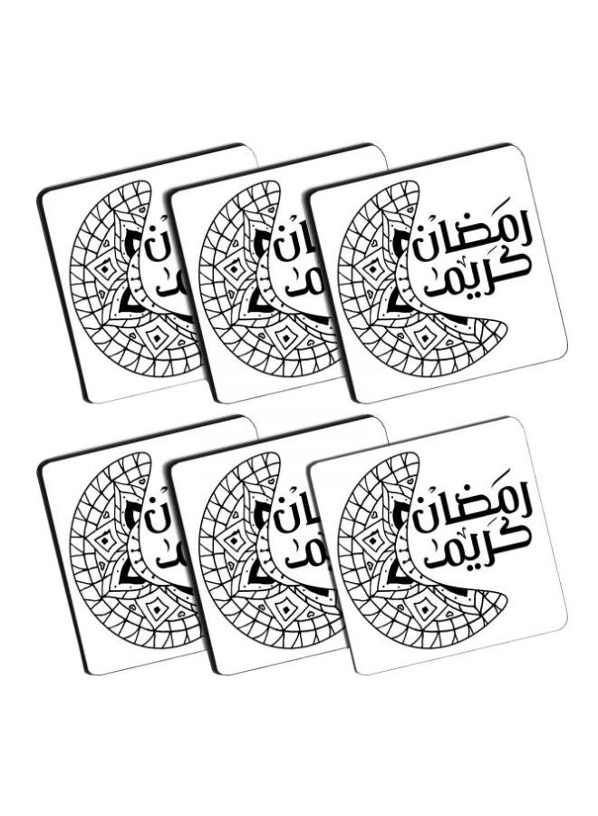 Artistic Touch 6-Piece Ramadan Printed Coaster Black/White