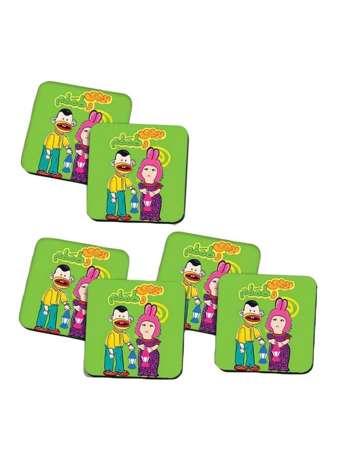 برنتيك طقم حاملات أكواب مطبوعة مكون من 6 قطع أخضر/ أصفر/ أرجواني