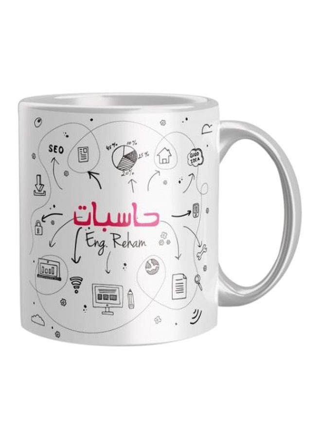 iPrint Printed Ceramic Coffee Mug Silver/White/Pink One Size 