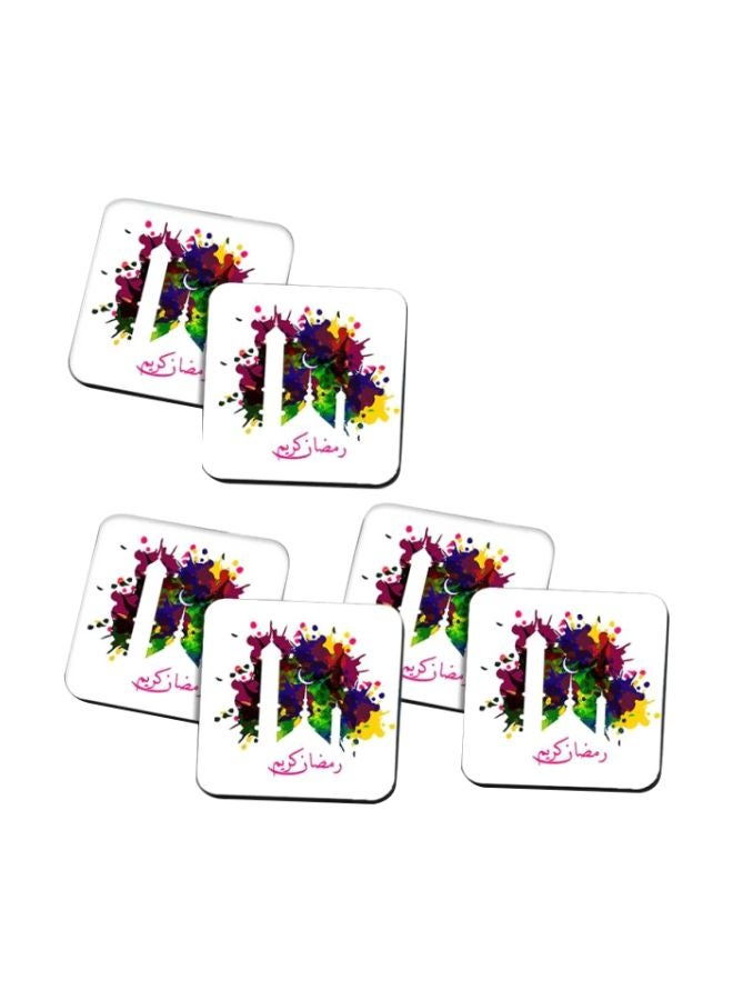 برنتيك طقم حاملات أكواب مطبوعة مكون من 6 قطع أبيض/أخضر/أزرق