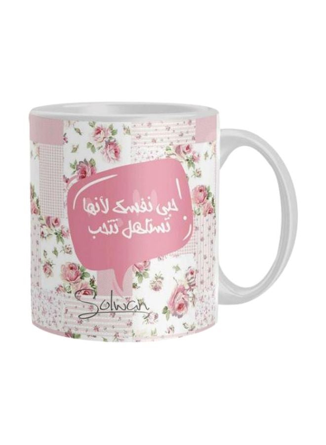 iPrint Printed Ceramic Coffee Mug Pink/White/Green Standard