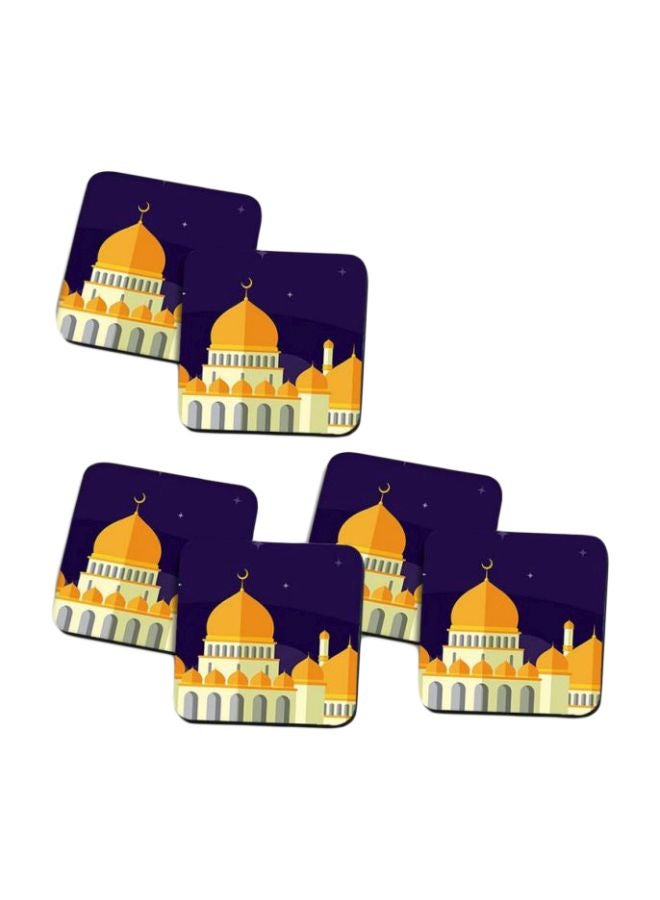 برنتيك طقم حوامل أكواب بطبعة من 6 قطع أزرق/ أصفر/ أبيض