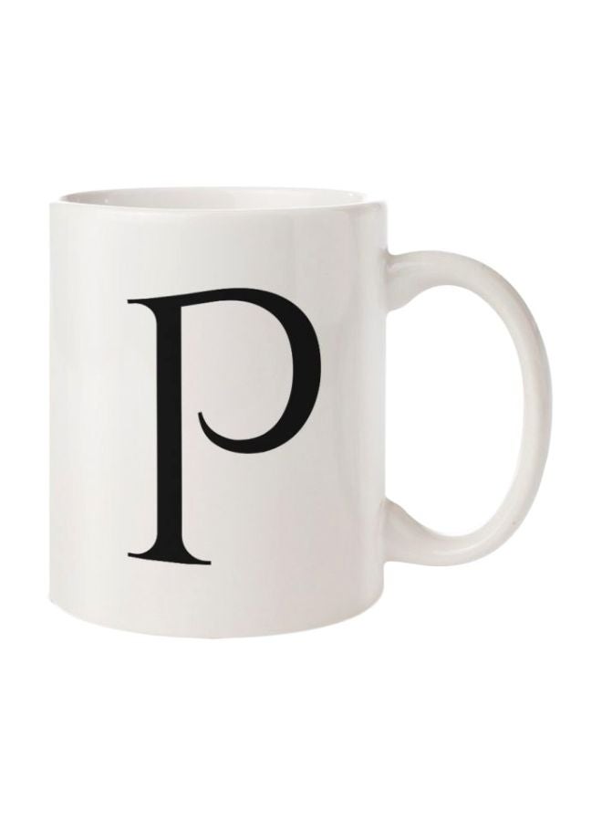 Hazel Printed Ceramic Mug White/Black 