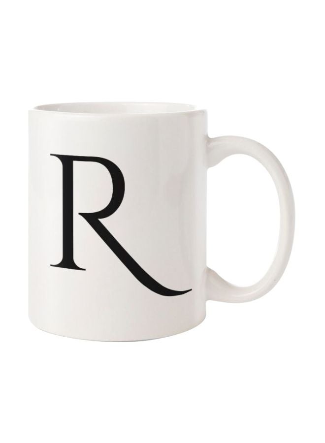 Hazel R Printed Ceramic Mug White/Black 350ml 