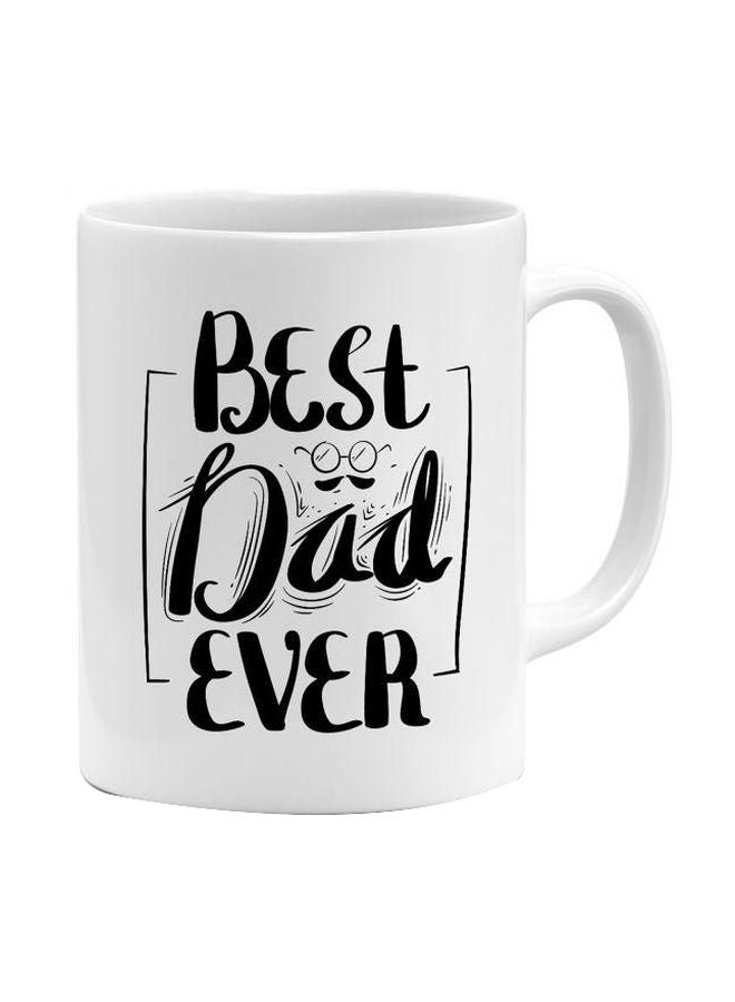 بابيون مج قهوة بطبعة عبارة "Best Dad Ever" أبيض/ أسود Standard 