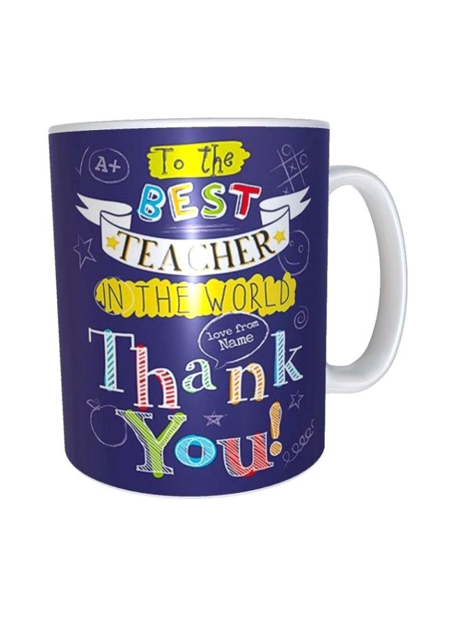 فاست برينت مج بطبعة عبارة "Best Teacher" أزرق/ أصفر/ أبيض Standard