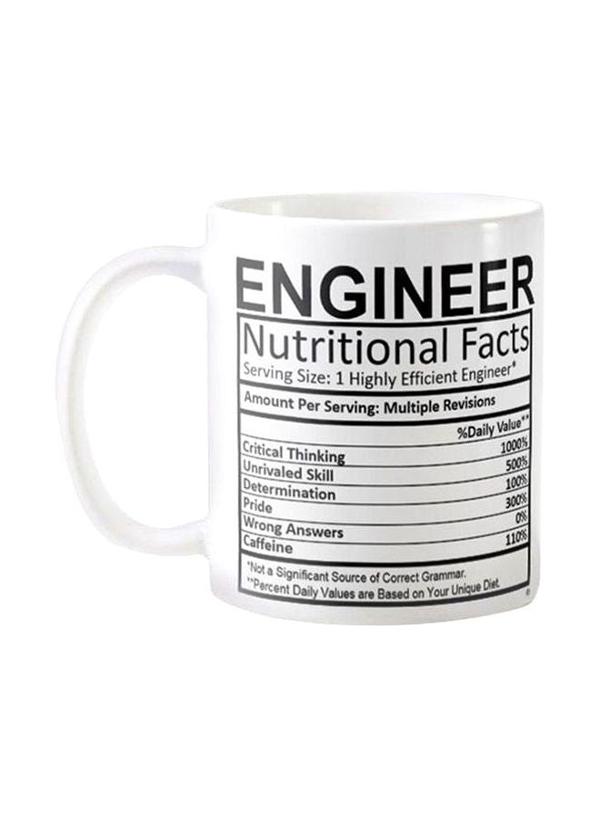 مج قهوة من السيراميك مزين بطبعة أبيض/ أسود One Size