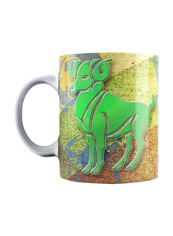 فاست برينت مج من السيراميك بطبعة أخضر / أزرق/ أصفر