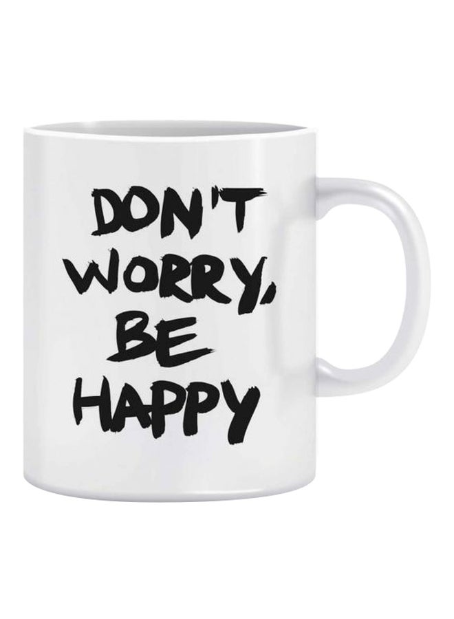 فاست برينت مج من السيراميك بطبعة عبارة "Don't Worry Be Happy" أبيض/ أسود