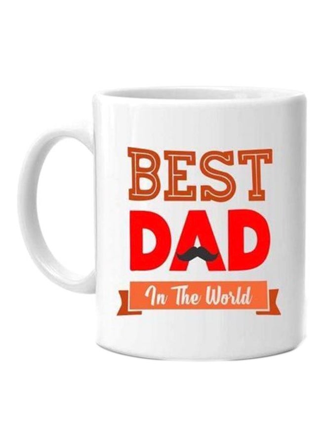 Fast Print Best Dad In The World Printed Mug White/Orange/Red Standard