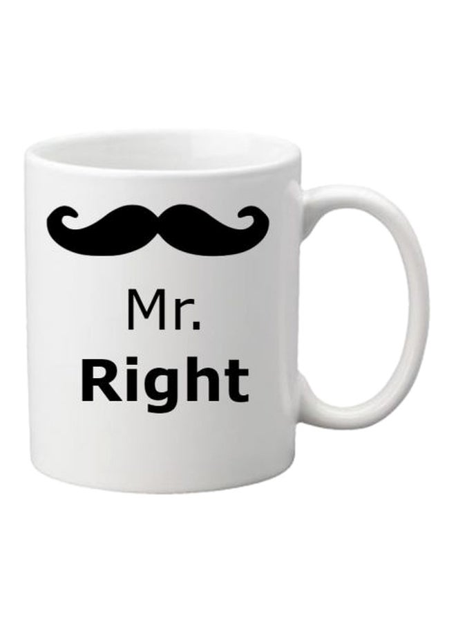 فاست برينت مج من السيراميك مزين بطبعة عبارة "Mr.Right" أبيض/ أسود