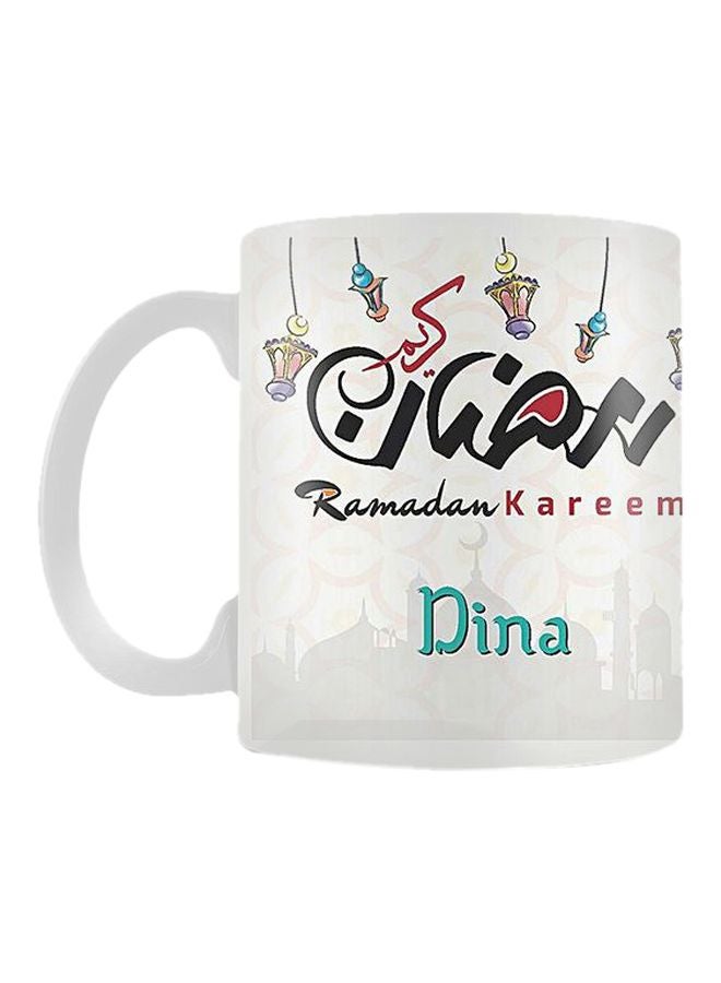 فاست برينت مج مطبوع بعبارة رمضان كريم بيج/أسود/أحمر