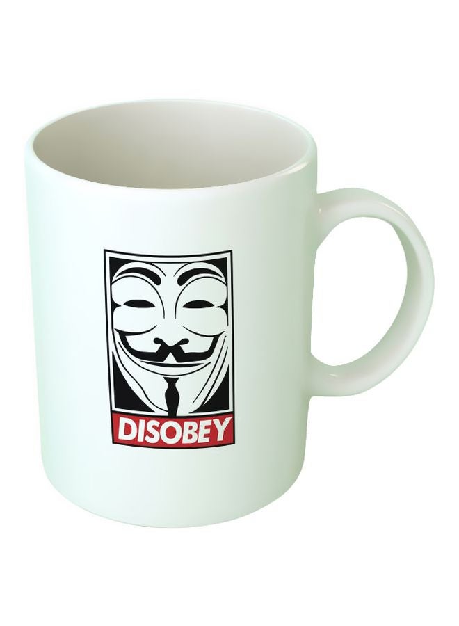 Upteetude - Disobey Printed Coffee Mug White/Red/Black - Image 1