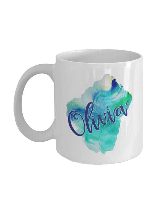 فاست برينت مج بطبعة اسم "Olivia" أبيض/أزرق/أخضر