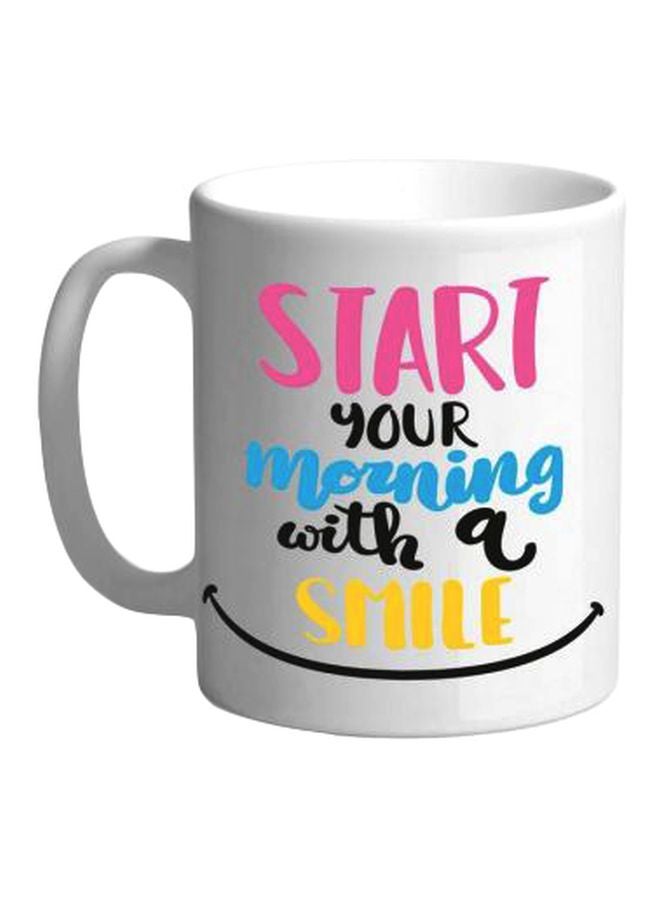 فاست برينت مج قهوة من السيراميك مطبوع عليه عبارة مقتبسة أبيض/أزرق/أسود/أصفر