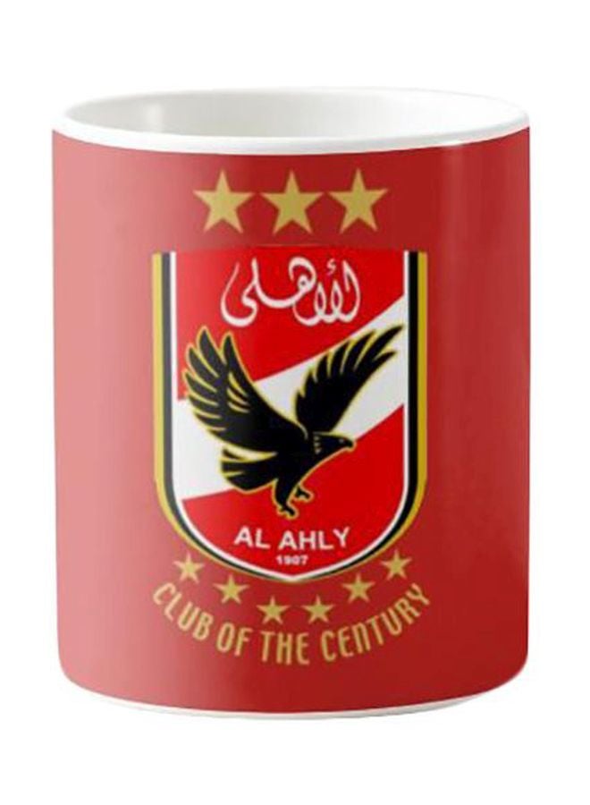 مج قهوة من السيراميك مزين بطبعة أحمر/ذهبي/أسود