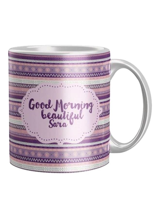 قدح قهوة مطبوع بنفسجي/أبيض