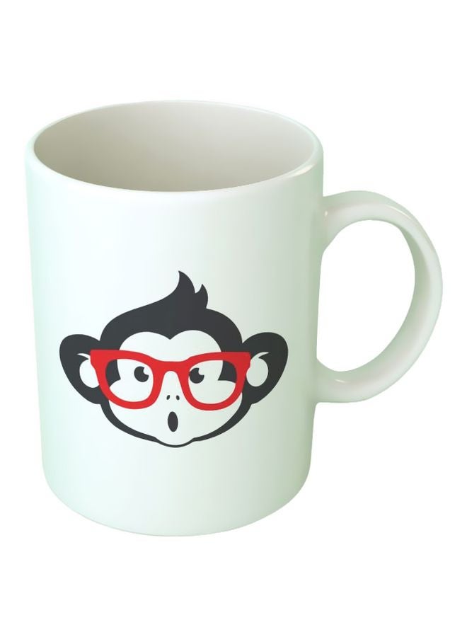 فاست برينت مج قهوة مطبوع بصورة قرد أبيض/أسود/أحمر