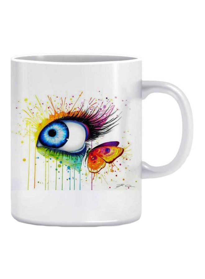 فاست برينت مج قهوة من السيراميك مزين بطبعة أبيض/أزرق/أخضر