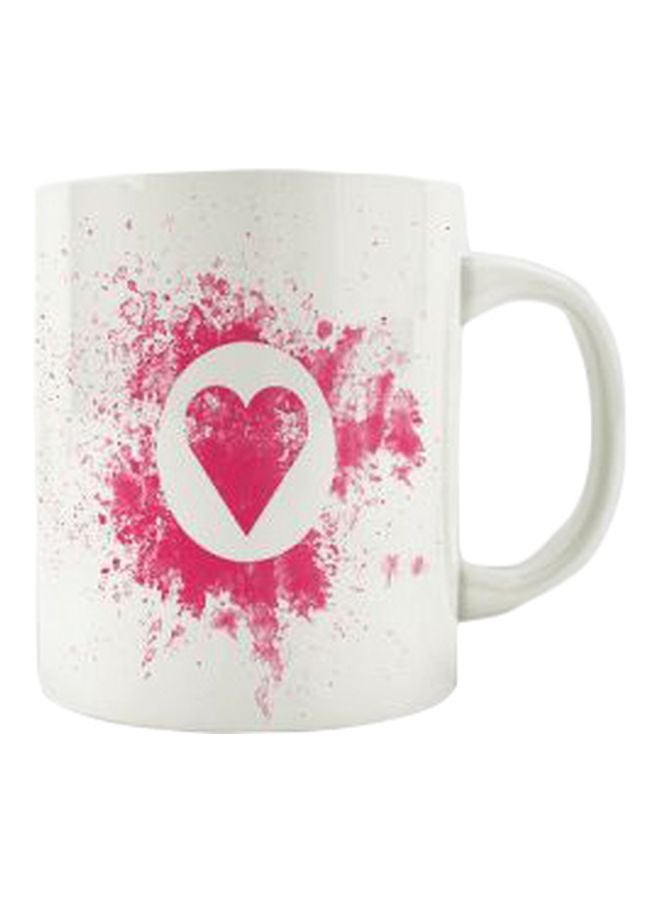 PrinTech - Heart Printed Ceramic Mug White/Pink - Image 1