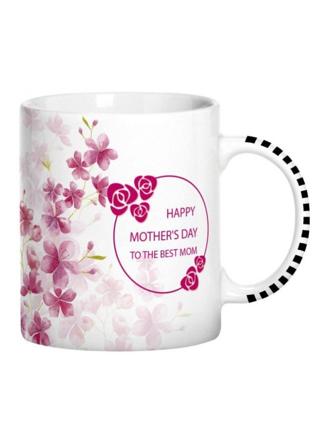 فاست برينت كوب مطبوع عليه عيد أم سعيد أبيض/أسود/وردي