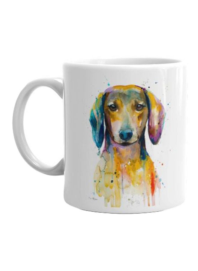 فاست برينت مج قهوة سيراميك بطبعة كلب أبيض/أزرق/أصفر