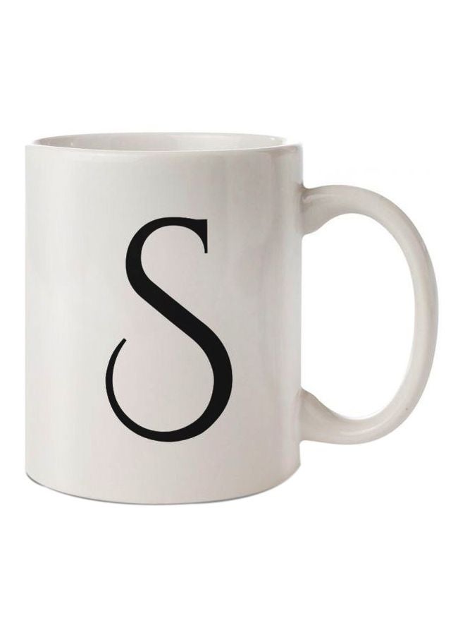 Hazel S Letter Printed Mug White/Black Standard 