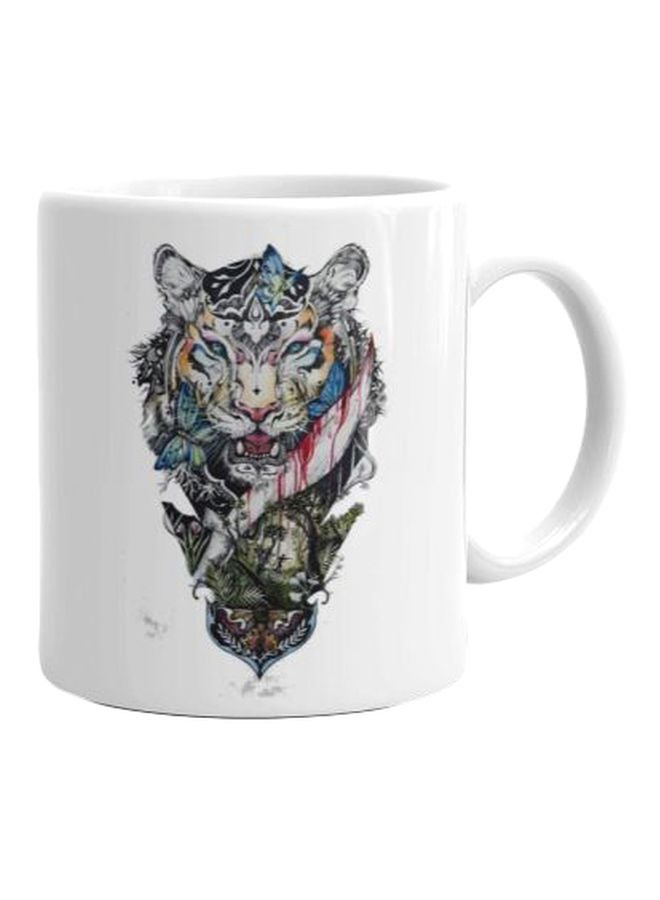 فاست برينت مج قهوة من السيراميك مزين بطبعة أبيض/أزرق/أخضر