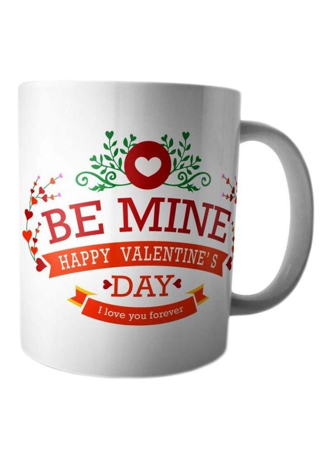 فاست برينت مج قهوة مطبوع بنقشة قلب أبيض/أحمر/أخضر