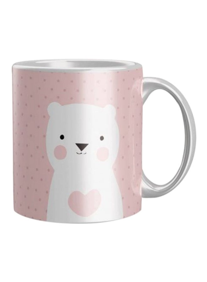 Printed Ceramic Coffee Mug Pink/White One Size