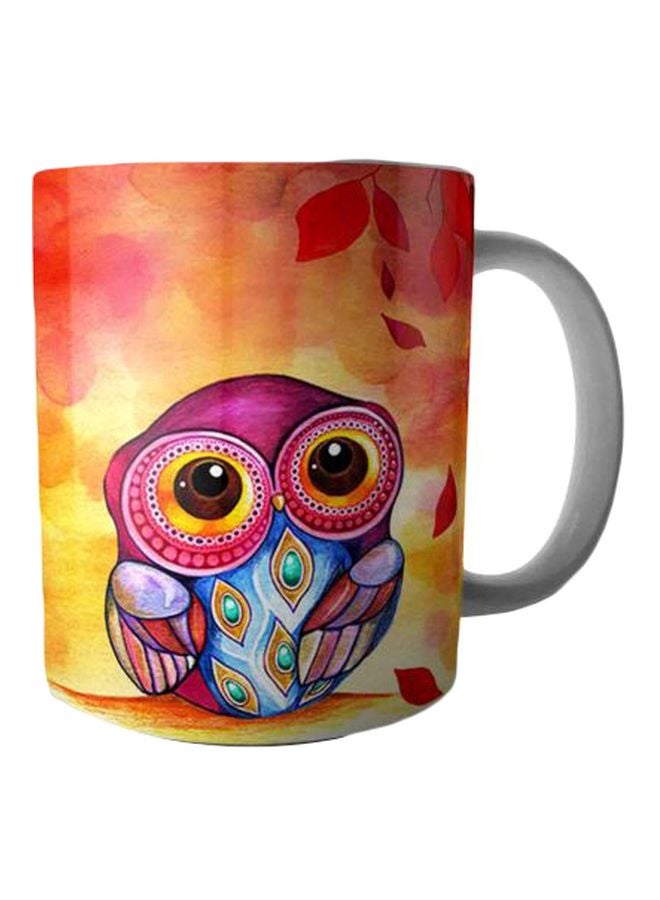 Fast Print Owl Printed Ceramic Mug Red/Yellow/Purple
