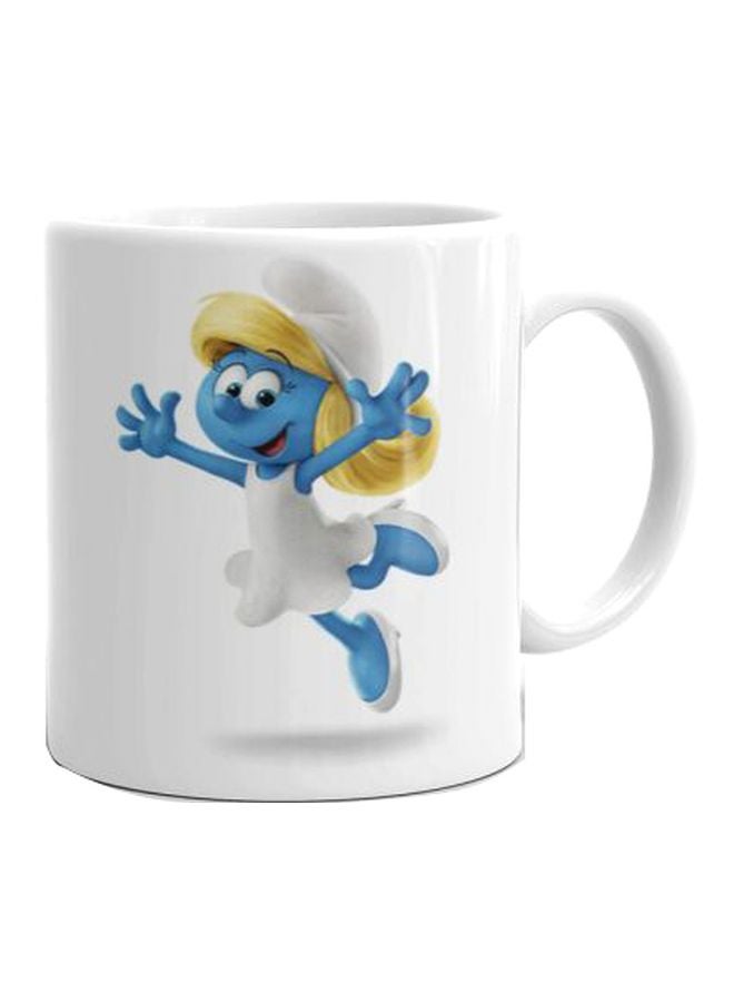 فاست برينت مج من السيراميك مزين بطبعة شخصية أحد السنافر أبيض/أزرق/أصفر