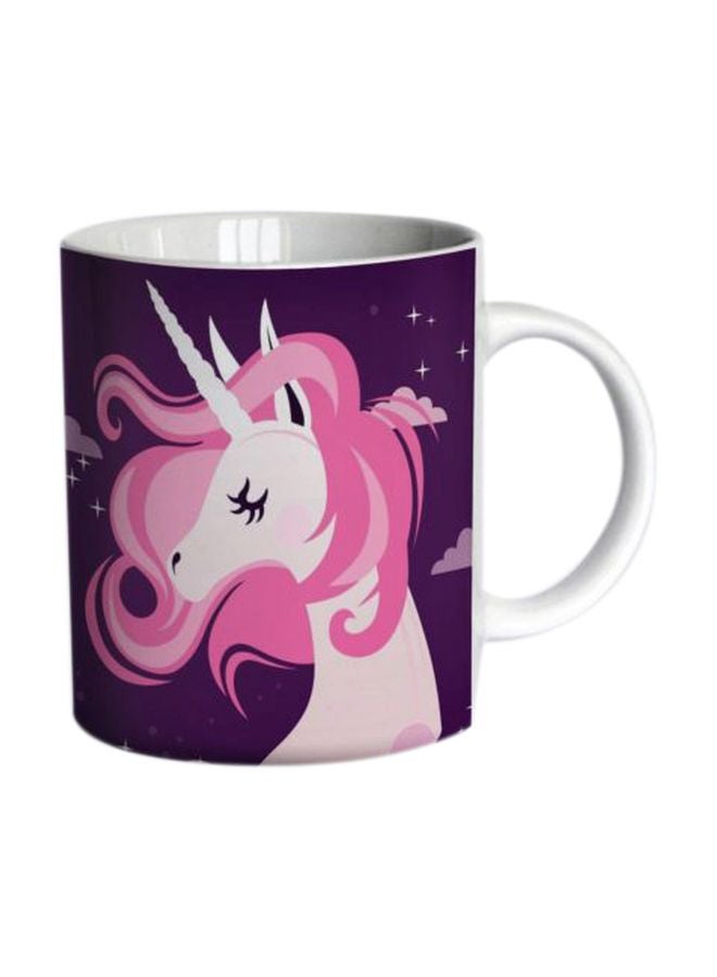 Unicorn Printed Mug Pink/White/Black Standard