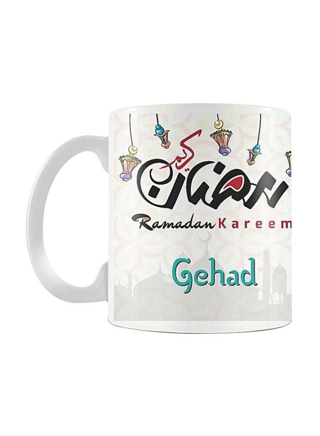 مج سيراميك مطبوع عليه كلمة Ramadan أبيض/أسود/أحمر