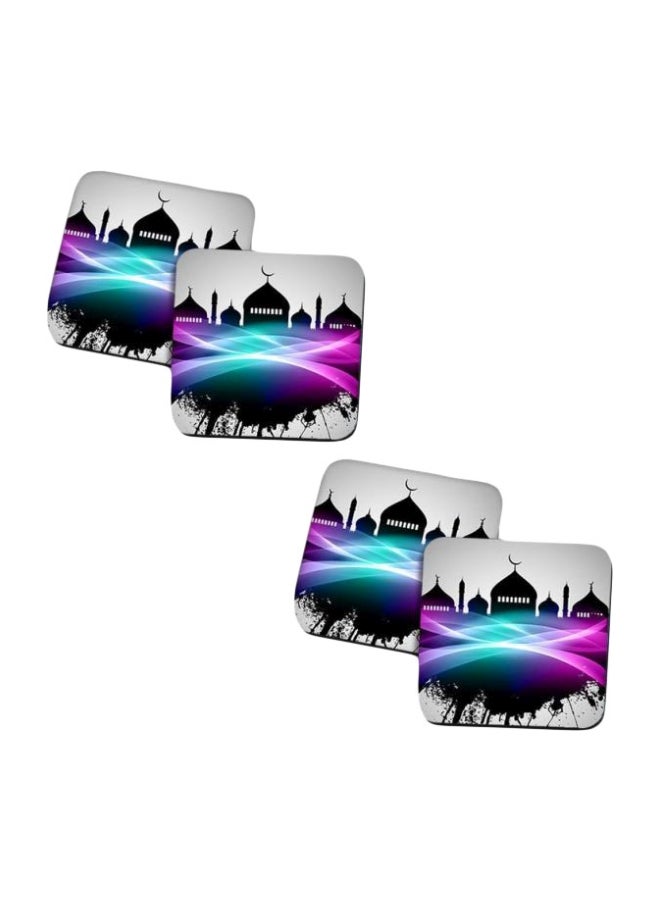 برنتيك طقم حوامل أكواب مزينة بطبعة، 4 قطع متعدد الألوان Standard