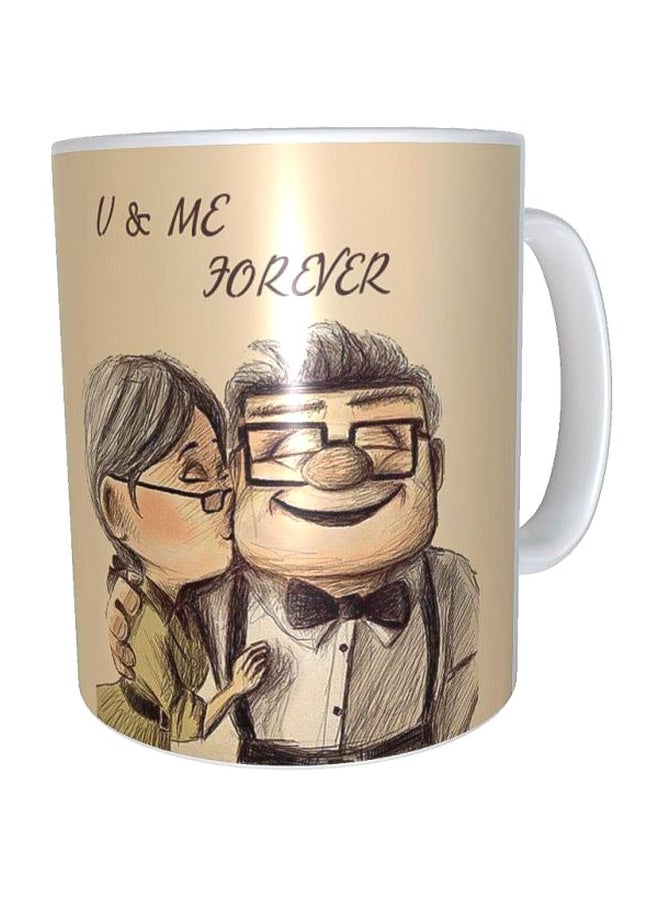 Prixima Printed Ceramic Mug White/Beige/Black Standard