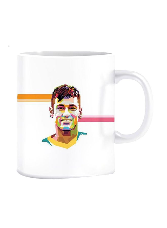 فاست برينت مج من السيراميك بطبعة أبيض/ أحمر/ برتقالي