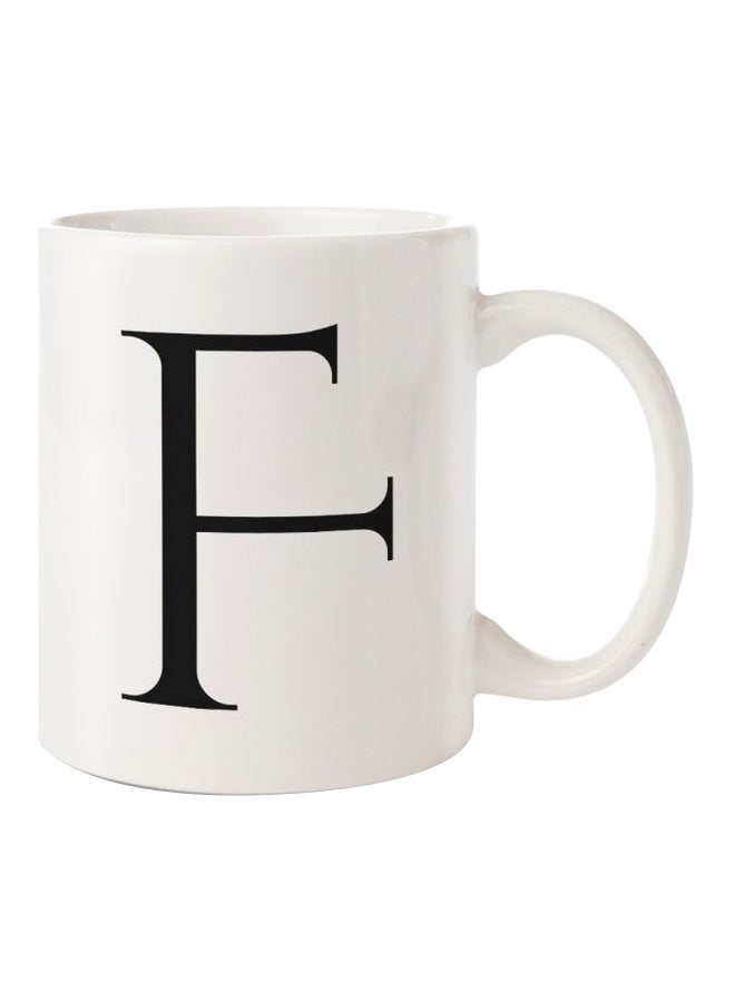 Hazel F Letter Printed Mug White/Black Standard 