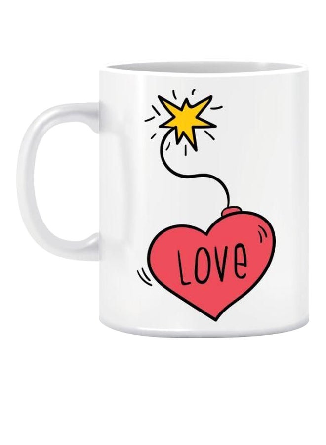 بابيون - قدح مطبوع عليه كلمة Love أبيض/أحمر/أصفر - Image 1