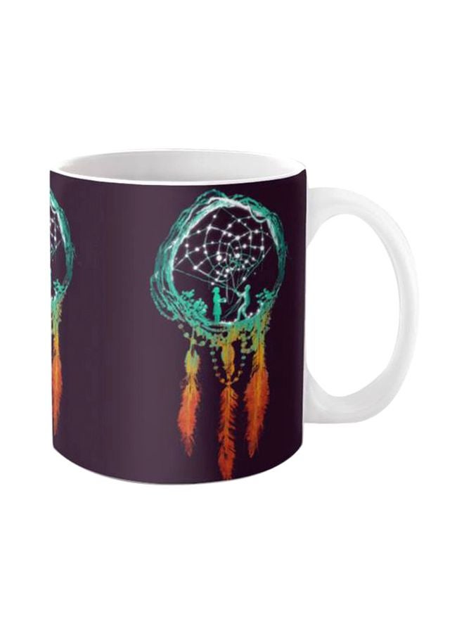 قدح قهوة مطبوع أرجواني\أخضر\برتقالي One Size