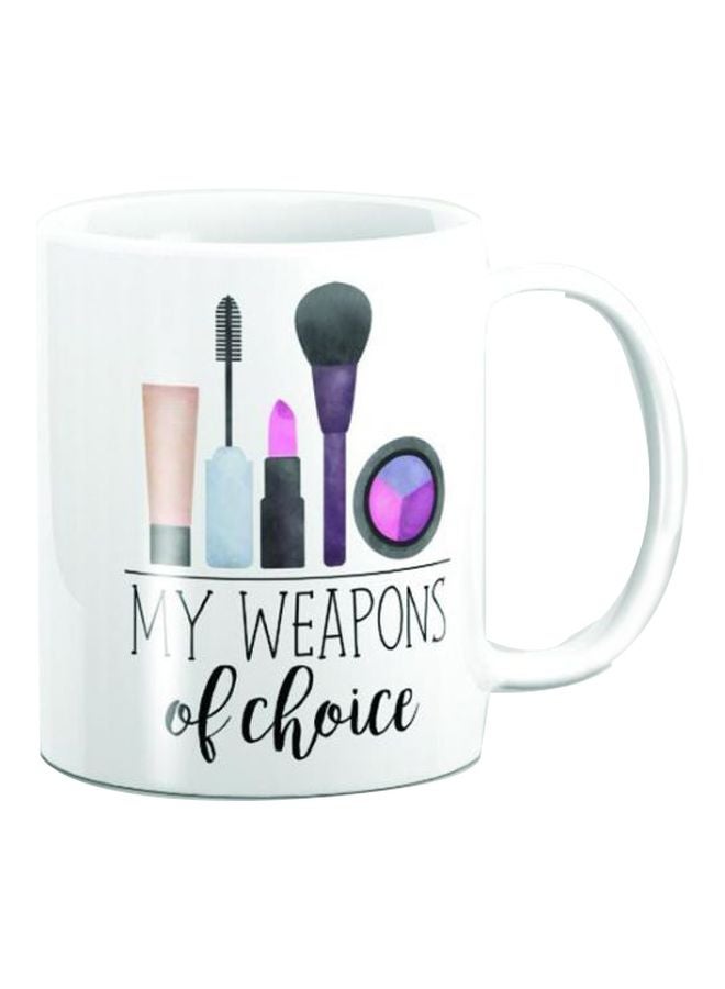 مج بطبعة عبارة "My Weapons Of Choice" أبيض/ أسود/ أرجواني