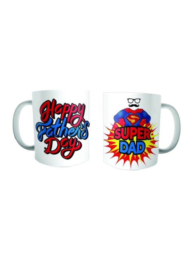 مج من البورسلين بطبعة تحمل عبارة Super Dad أبيض/أزرق/أحمر