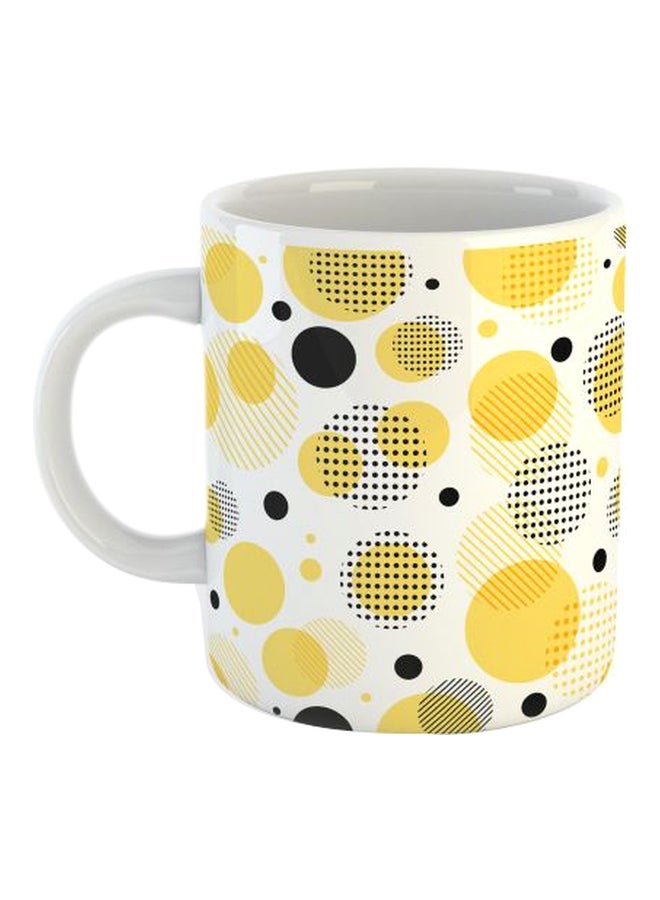 Printed Porcelain Coffee Mug White/Black/Yellow