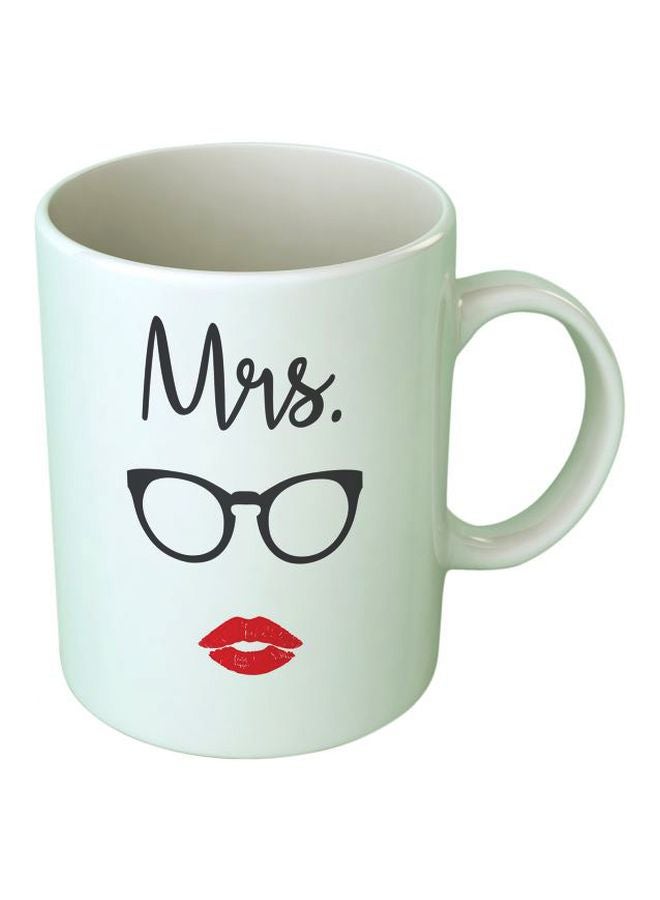 Upteetude - Mrs. Printed Coffee Mug White/Black/Red - Image 1