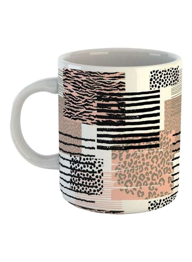 Etb3ly Printed Porcelain Coffee Mug Beige/Brown/Black 