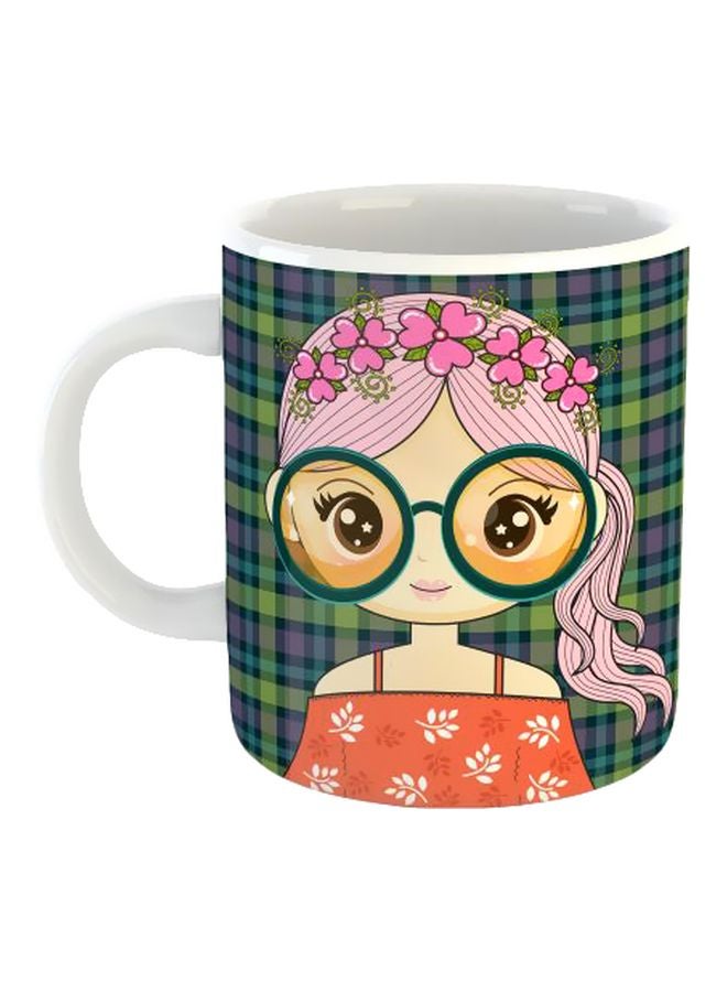 Printed Porcelain Mug Green/Blue/Beige Standard