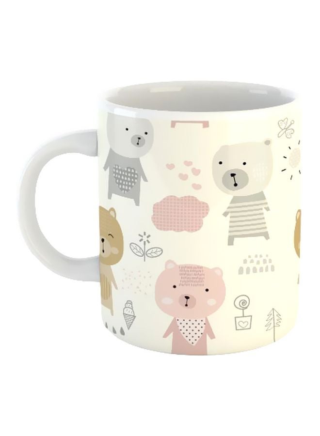 Teddy Bear Printed Mug Beige/Pink/White