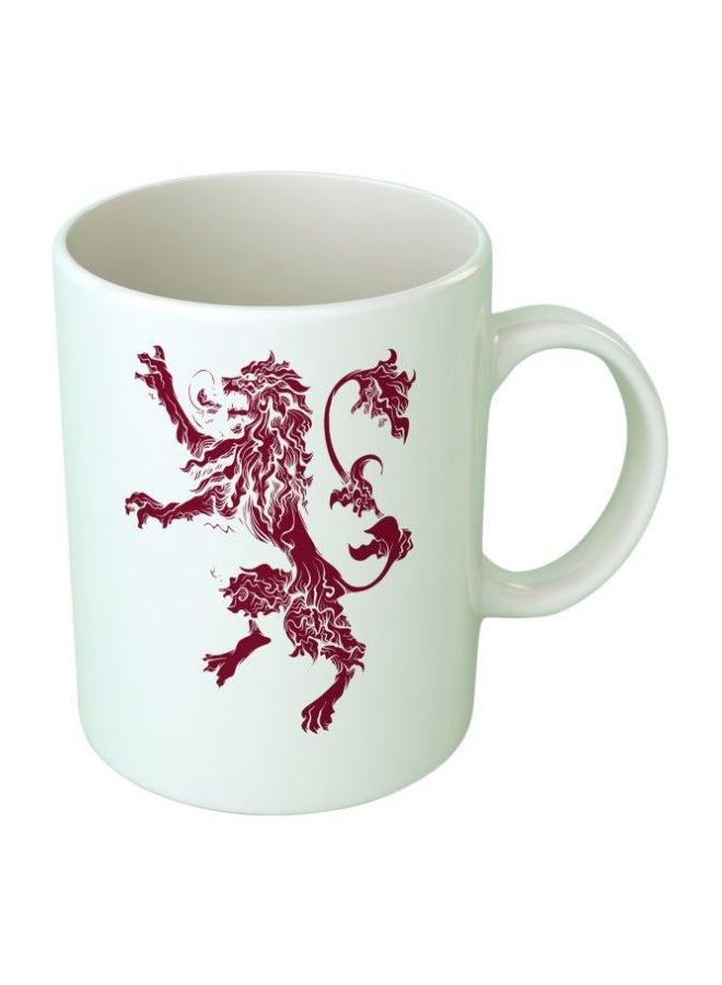 Upteetude - Dragon Printed Coffee Mug White/Red - Image 1